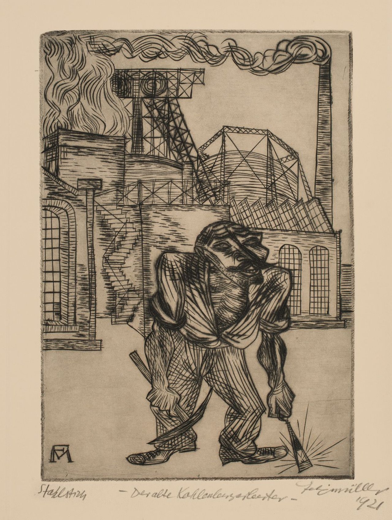This picture shows the following artwork: Conrad Felixmüller. „Der alte Kohlenarbeiter“. 1921.