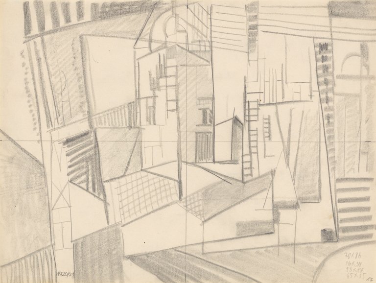 Auf diesem Bild ist das folgende Kunstwerk zu sehen: Walter Dexel. Abstrakte Komposition. 1920/21.