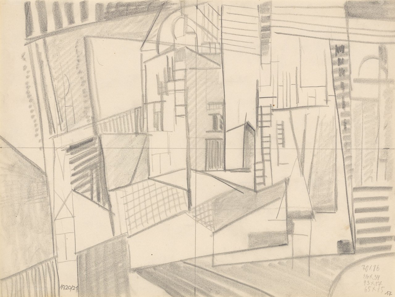 Auf diesem Bild ist das folgende Kunstwerk zu sehen: Walter Dexel. Abstrakte Komposition. 1920/21.