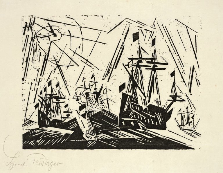 Auf diesem Bild ist das folgende Kunstwerk zu sehen: Lyonel Feininger. „Hansaflotte“. 1918.