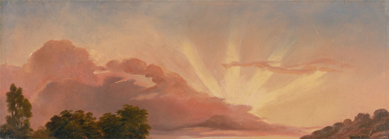 Auf diesem Bild ist das folgende Kunstwerk zu sehen:  Französisch, um 1800. Sonnenuntergang.