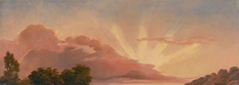 Auf diesem Bild ist das folgende Kunstwerk zu sehen:  Französisch, um 1800. Sonnenuntergang.