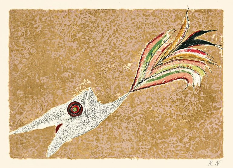 Auf diesem Bild ist das folgende Kunstwerk zu sehen: Rolf Nesch. „Polarvogel“. 1971.