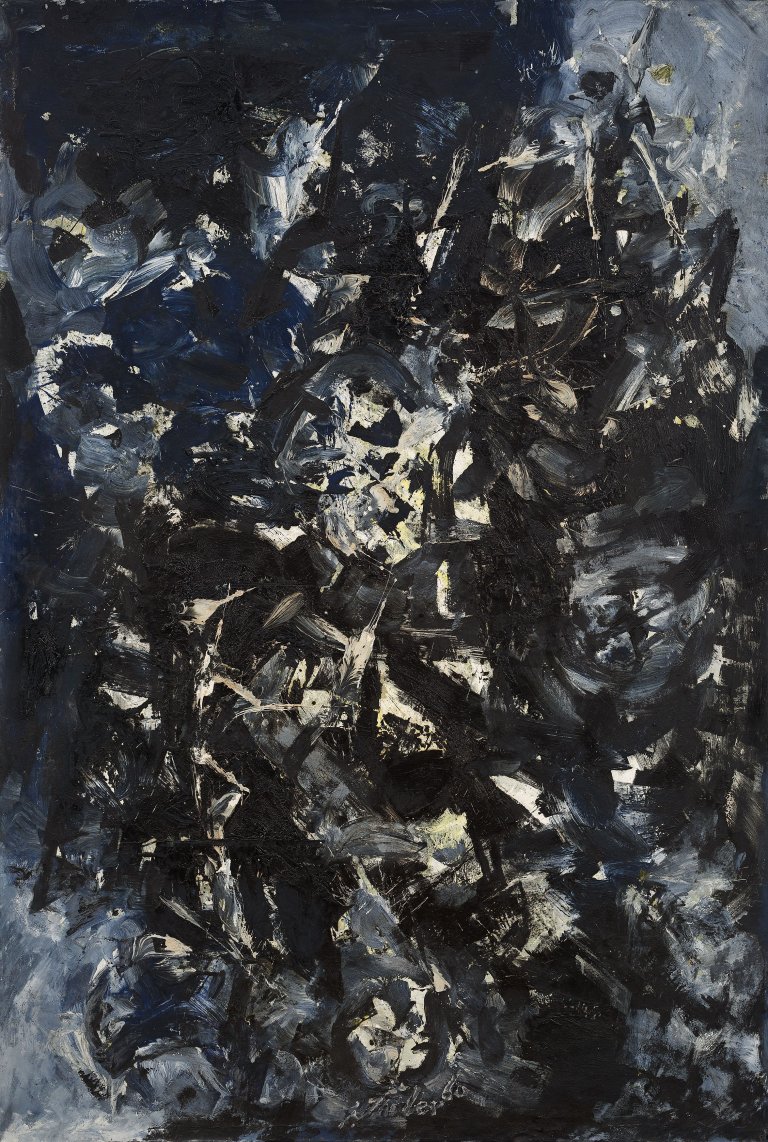 Auf diesem Bild ist das folgende Kunstwerk zu sehen: Fred Thieler. „Mit Kreiszentren“. 1960.