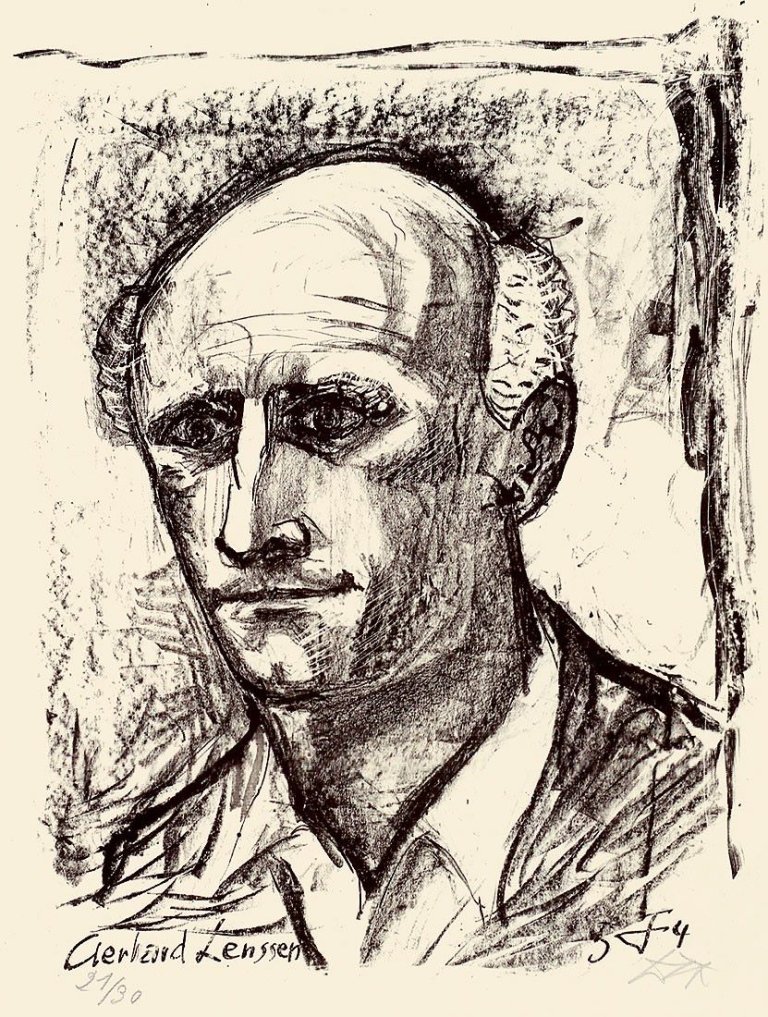Auf diesem Bild ist das folgende Kunstwerk zu sehen: Otto Dix. „Gerhard Lenssen (Der Musiker)“. 1954.