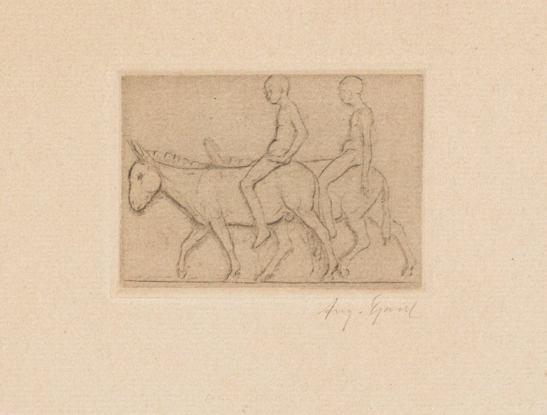 This picture shows the following artwork: August Gaul. Eselreiter. 1912.