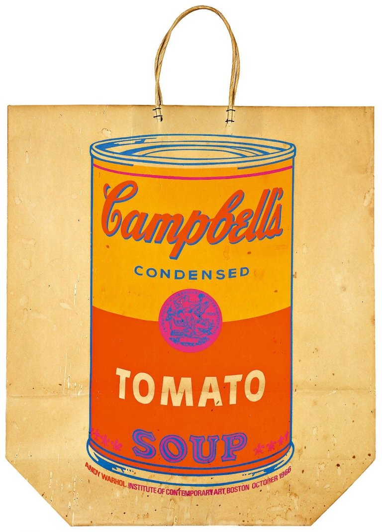 This picture shows the following artwork: Andy Warhol. „Campbell's Soup Can on Shopping Bag“. 1966.