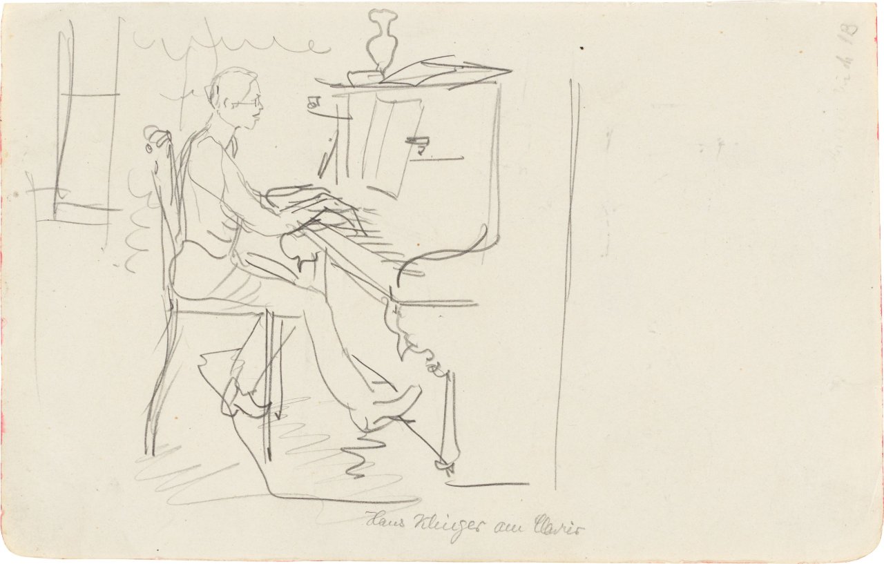 Auf diesem Bild ist das folgende Kunstwerk zu sehen: August Macke. „Hans Klinger am Klavier“. 1907.