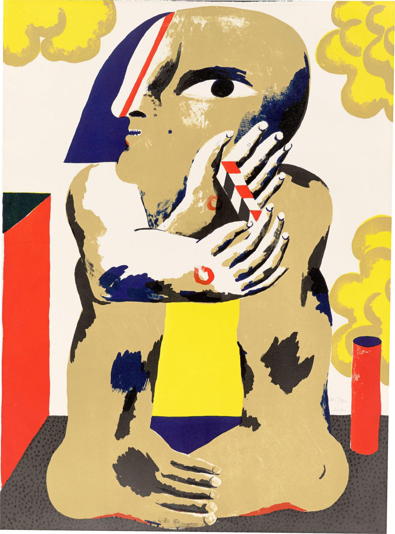 This picture shows the following artwork: Horst Antes. „Männliche Figur mit Maßstab“. 1967.