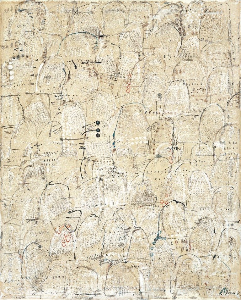 Auf diesem Bild ist das folgende Kunstwerk zu sehen: Gerhard Hoehme. „A Piedi“. 1961.