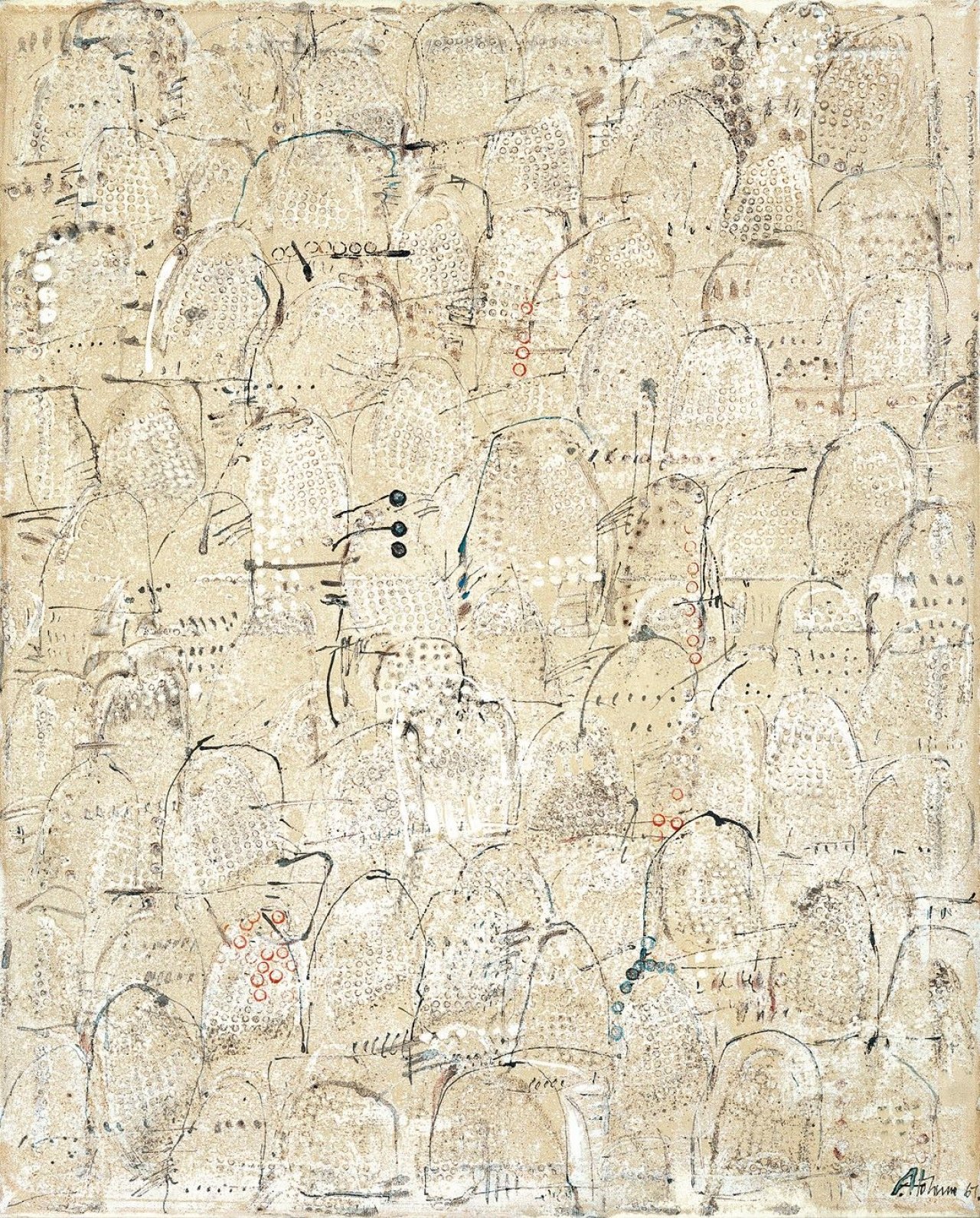 Auf diesem Bild ist das folgende Kunstwerk zu sehen: Gerhard Hoehme. „A Piedi“. 1961.