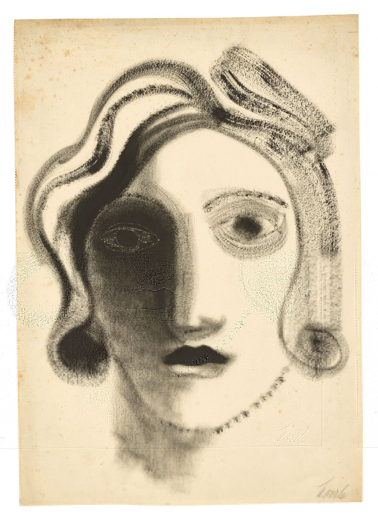 Auf diesem Bild ist das folgende Kunstwerk zu sehen: Heinrich Hoerle. „Frauenkopf“. 1926.