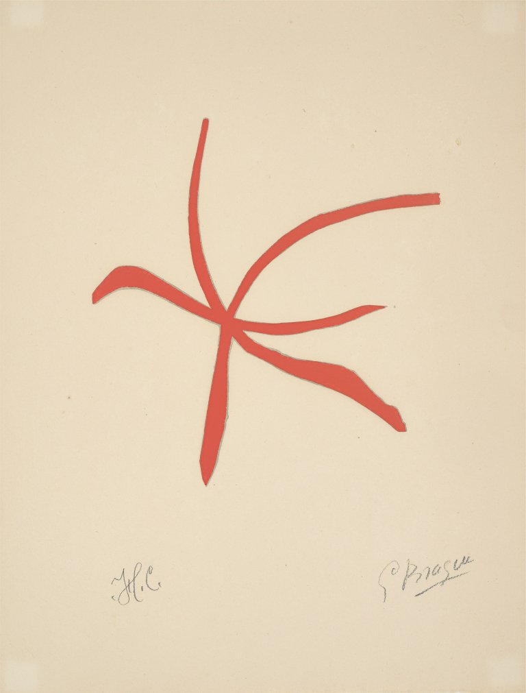 Auf diesem Bild ist das folgende Kunstwerk zu sehen: Georges Braque. Aus: „Si je mourais là-bas“. 1962.