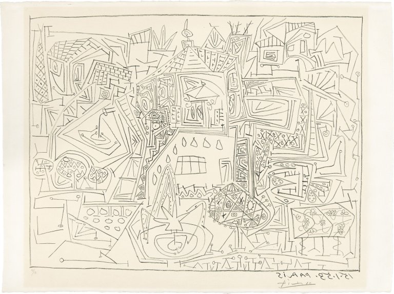 Auf diesem Bild ist das folgende Kunstwerk zu sehen: Pablo Picasso. „Jardins à Vallauris“. 1953.