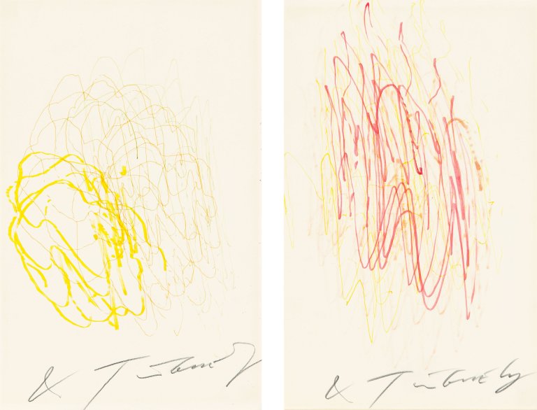 Auf diesem Bild ist das folgende Kunstwerk zu sehen: Jean Tinguely. „Metamatic N° 6“ / „Metamatic N° C“. 1972 / 1975.