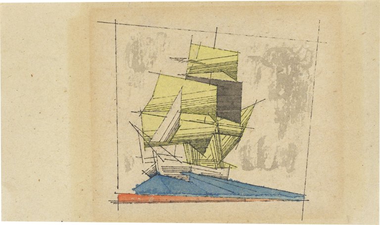 This picture shows the following artwork: Lyonel Feininger. Sailing Boat. 1942.