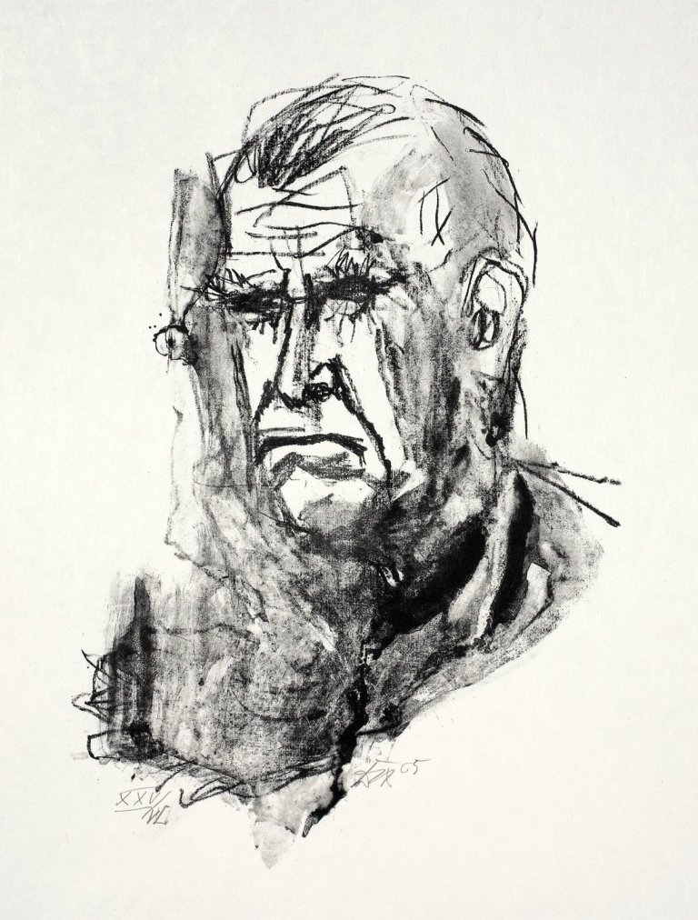 Auf diesem Bild ist das folgende Kunstwerk zu sehen: Otto Dix. „Großes Selbstbildnis“. 1965.