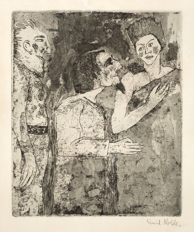 This picture shows the following artwork: Emil Nolde. „Frau, Mann, Diener“. 1918.