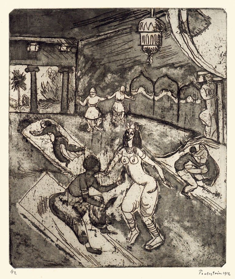 Auf diesem Bild ist das folgende Kunstwerk zu sehen: Max Pechstein. „Russisches Ballett I“. 1912.