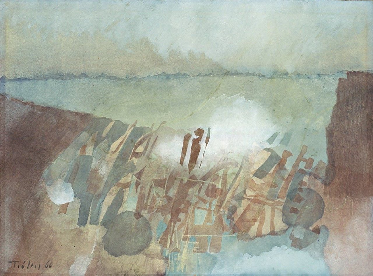 Auf diesem Bild ist das folgende Kunstwerk zu sehen: Heinz Trökes. „Küste und Horizont“. 1960.