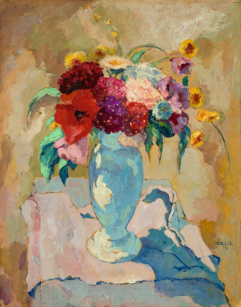 Auf diesem Bild ist das folgende Kunstwerk zu sehen: Emil Orlik. „Blumen in der Sonne“. 1914.