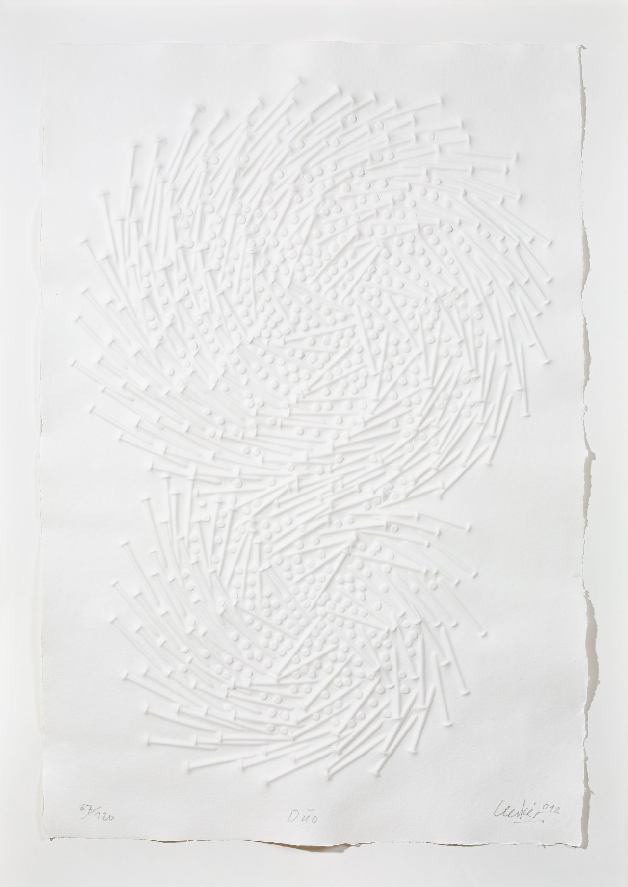 Auf diesem Bild ist das folgende Kunstwerk zu sehen: Günther Uecker. „Duo“. 2012.