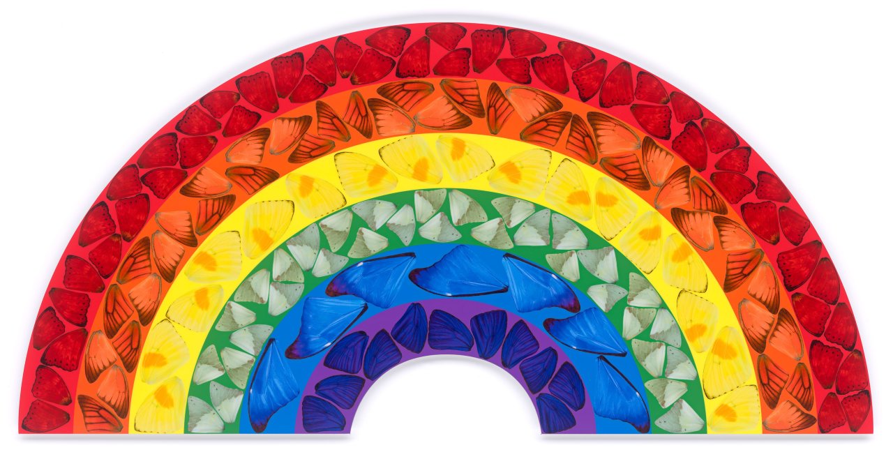 Auf diesem Bild ist das folgende Kunstwerk zu sehen: Damien Hirst. „Butterfly Rainbow“. 2020.