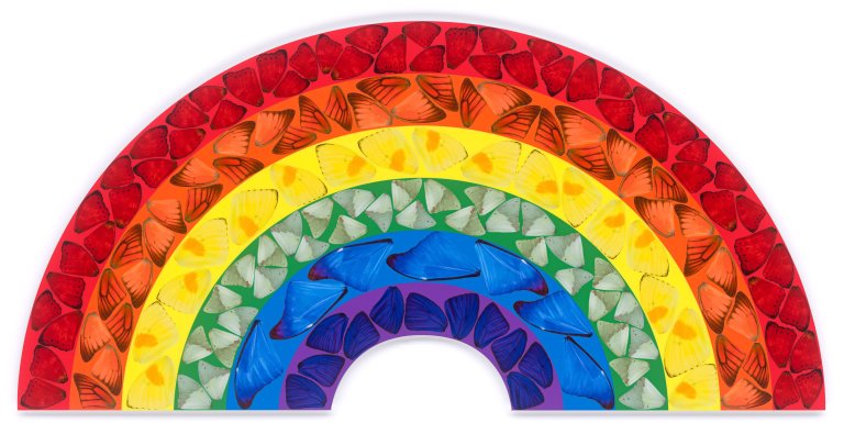 Auf diesem Bild ist das folgende Kunstwerk zu sehen: Damien Hirst. „Butterfly Rainbow“. 2020.