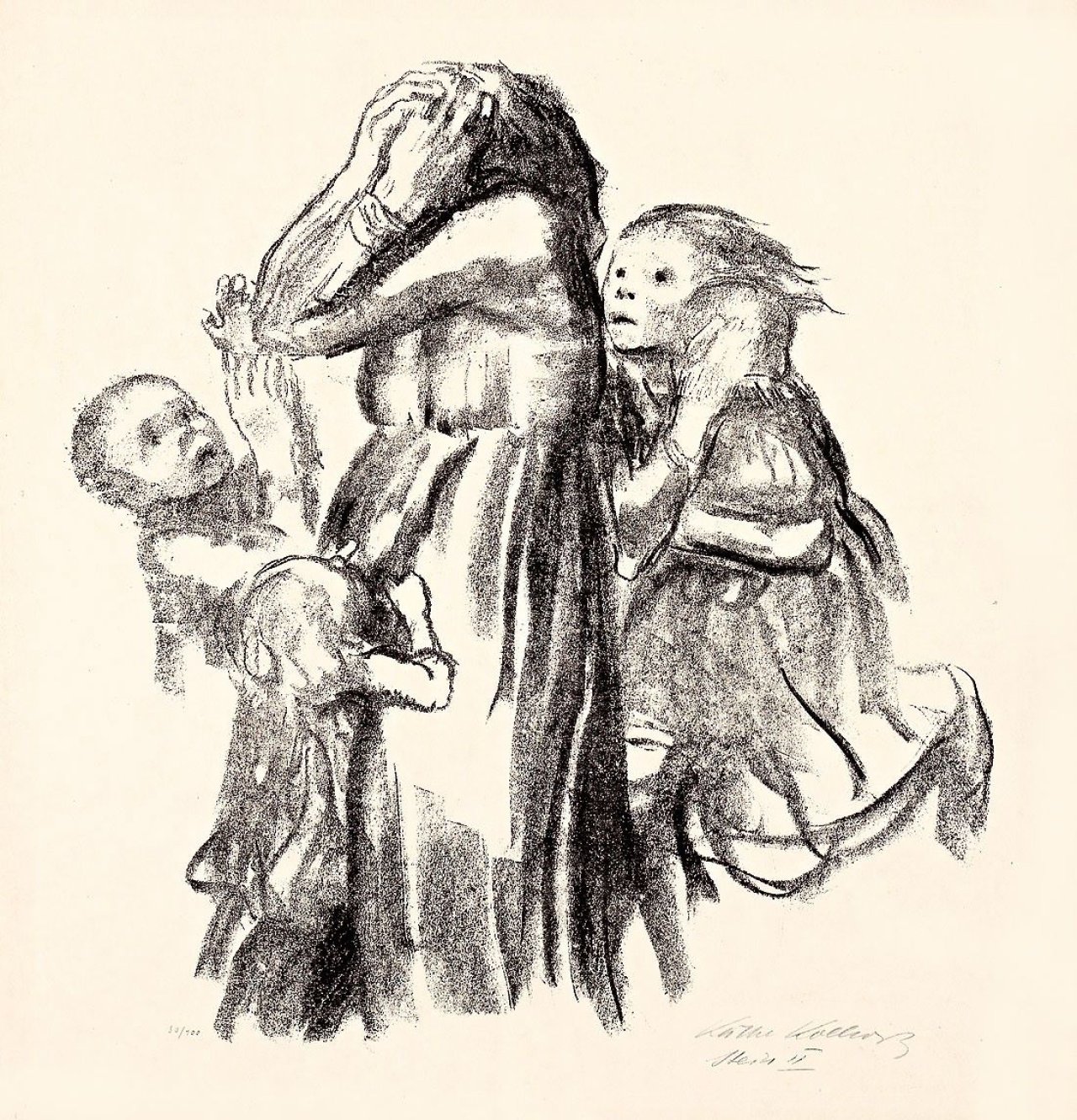 Auf diesem Bild ist das folgende Kunstwerk zu sehen: Käthe Kollwitz. „Gefallen“. 1920.