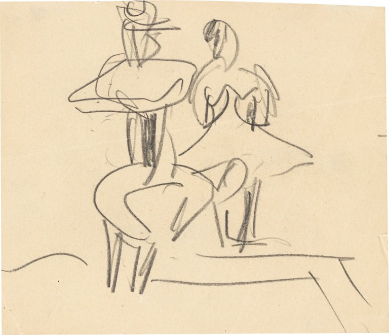 Auf diesem Bild ist das folgende Kunstwerk zu sehen: Ernst Ludwig Kirchner. „3 Akrobaten“. 1910/11.