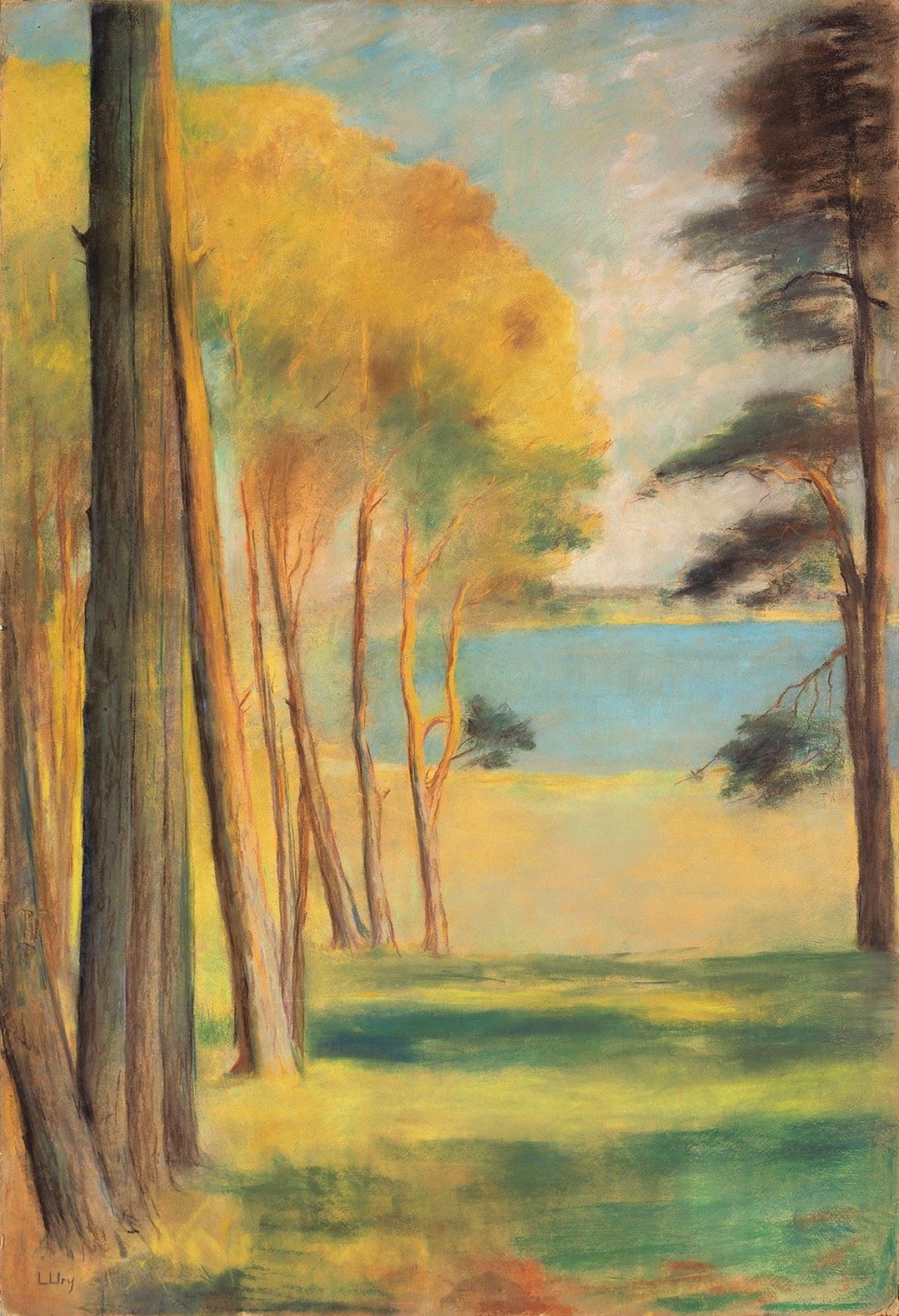 Auf diesem Bild ist das folgende Kunstwerk zu sehen: Lesser Ury. Havelsee mit Kiefern.