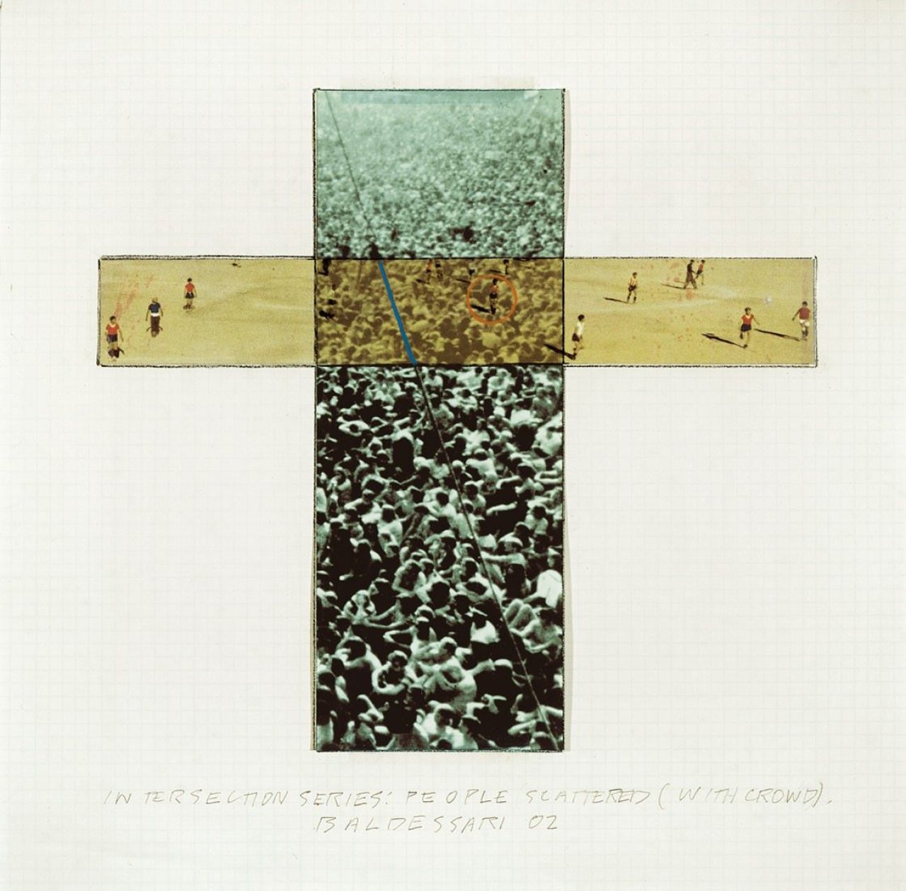 Auf diesem Bild ist das folgende Kunstwerk zu sehen: John Baldessari. „Intersection Series: People Scattered (with Crowd)“. 2002.
