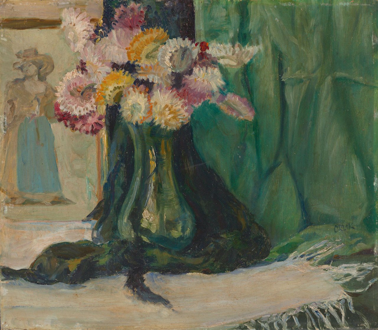 Auf diesem Bild ist das folgende Kunstwerk zu sehen: Emil Orlik. Stillleben mit Asternstrauss.