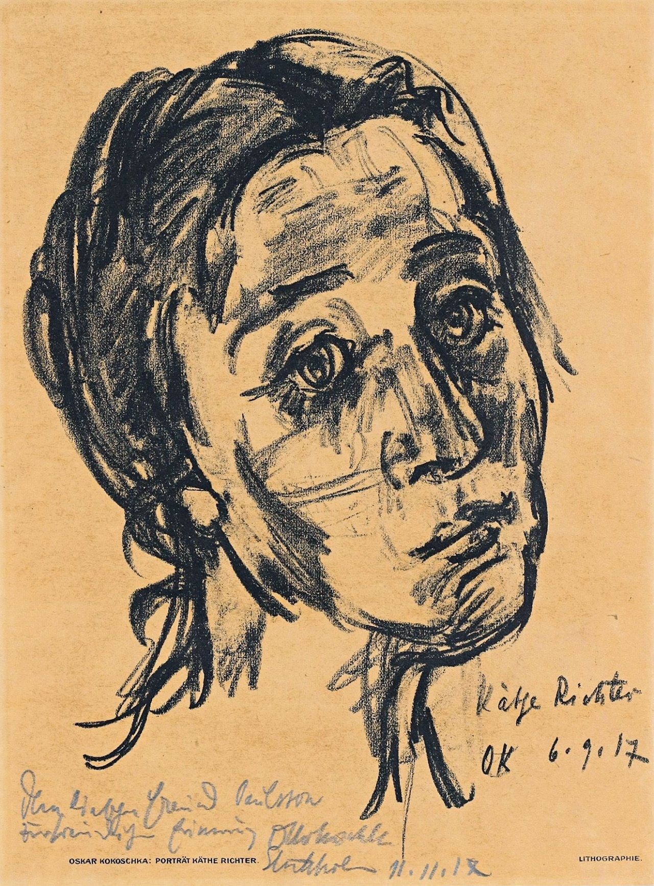 This picture shows the following artwork: Oskar Kokoschka. „Käthe Richter (Kopf, leicht zurückgeneigt)“. 1917.