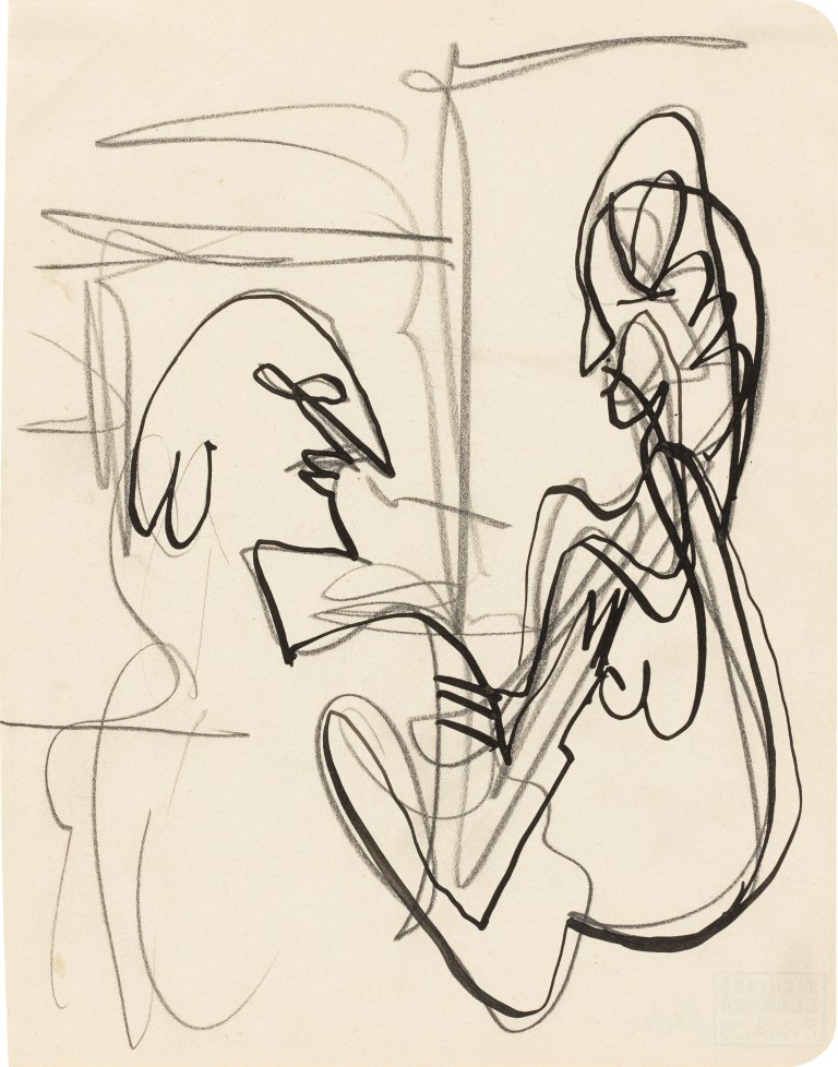 Auf diesem Bild ist das folgende Kunstwerk zu sehen: Ernst Ludwig Kirchner. Im Gespräch. um 1929/30.