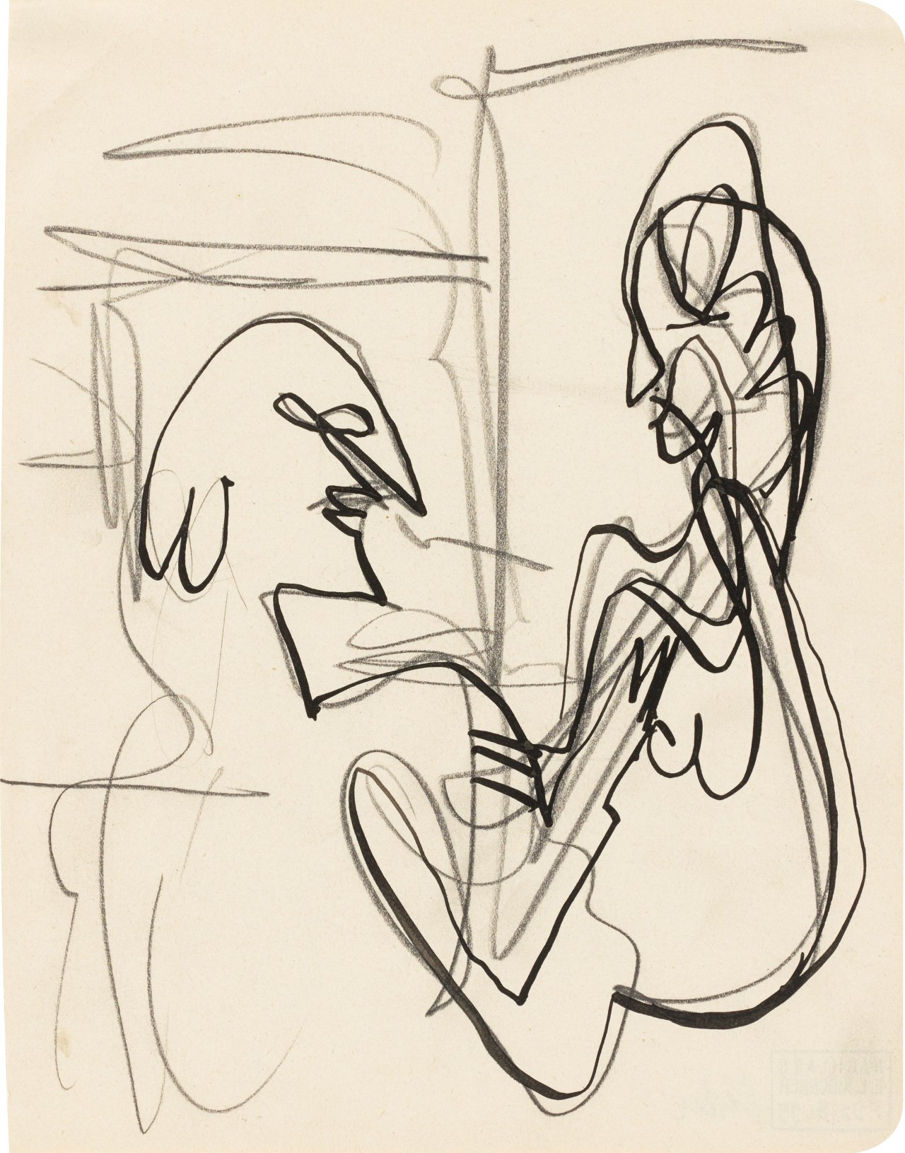 Auf diesem Bild ist das folgende Kunstwerk zu sehen: Ernst Ludwig Kirchner. Im Gespräch. um 1929/30.