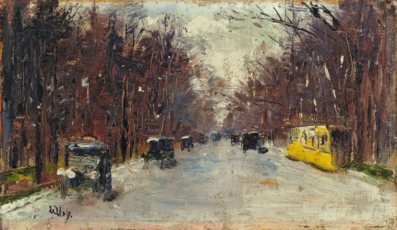 This picture shows the following artwork: Lesser Ury. „Hofjägerallee im Tiergarten“. 1920s.