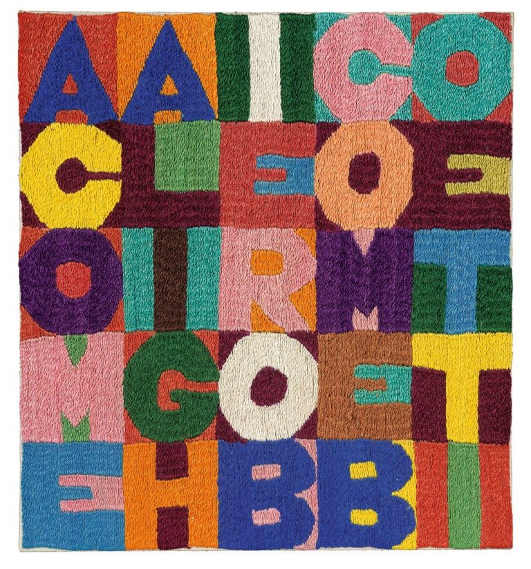Auf diesem Bild ist das folgende Kunstwerk zu sehen: Alighiero Boetti. „A come Alighiero B come Boetti“.