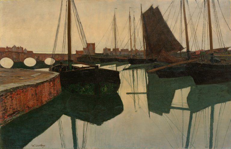 Auf diesem Bild ist das folgende Kunstwerk zu sehen: Walter Leistikow. „Hafen“. Um 1895.