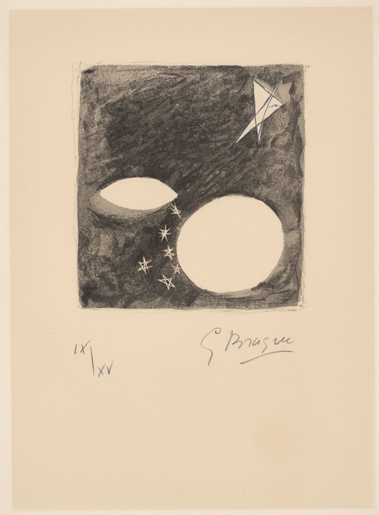 Auf diesem Bild ist das folgende Kunstwerk zu sehen: Georges Braque. „La nuit“. 1963.