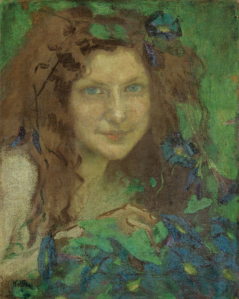 Auf diesem Bild ist das folgende Kunstwerk zu sehen: Julie Wolfthorn. „Mädchen mit blaugrünen Augen“. Um 1899.