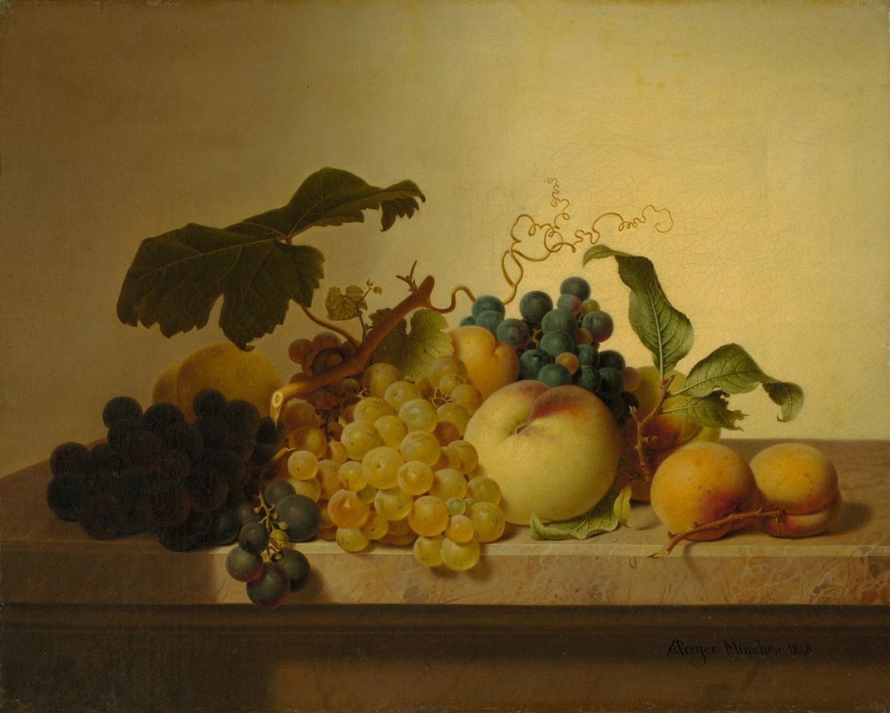 Catalog image of Früchtestilleben auf Marmortisch. 1843