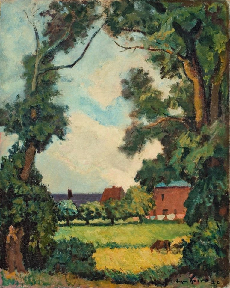 Auf diesem Bild ist das folgende Kunstwerk zu sehen: Eugen Spiro. Landschaft auf Hiddensee. 1922.