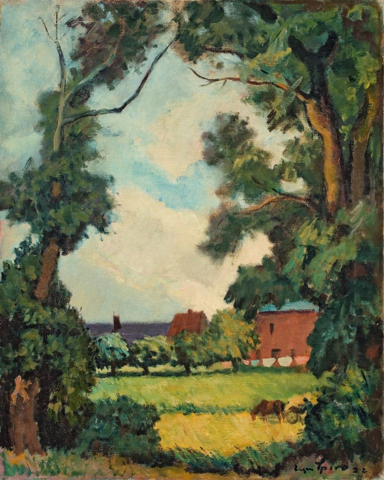 Auf diesem Bild ist das folgende Kunstwerk zu sehen: Eugen Spiro. Landschaft auf Hiddensee. 1922.