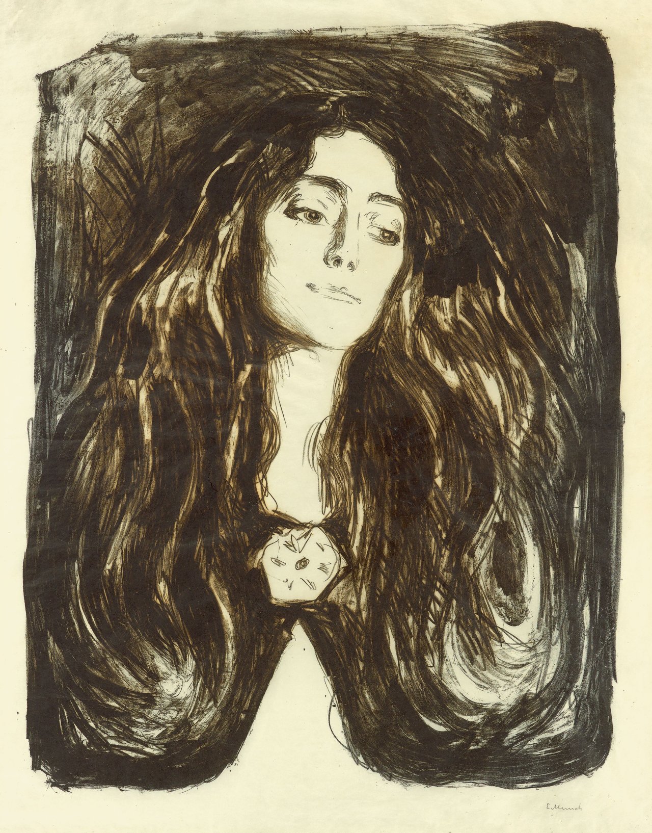 This picture shows the following artwork: Edvard Munch. „Die Brosche. Eva Mudocci“. 1903.