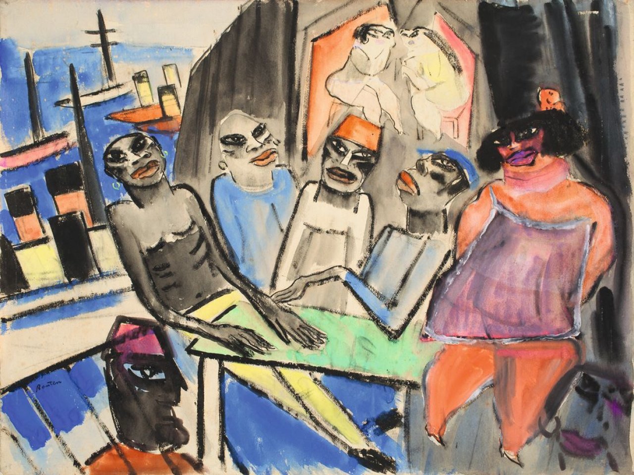 Auf diesem Bild ist das folgende Kunstwerk zu sehen: Armand Bouten. Hafenkneipe. 1925/27.