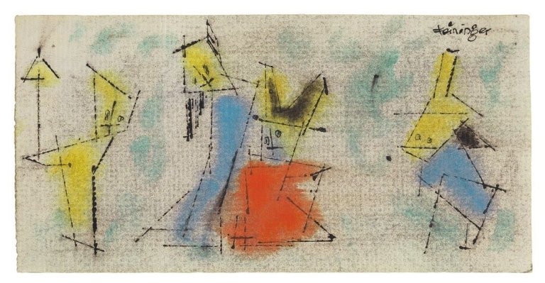 Auf diesem Bild ist das folgende Kunstwerk zu sehen: Lyonel Feininger. „Untitled (Four Figures)“. Um 1953.