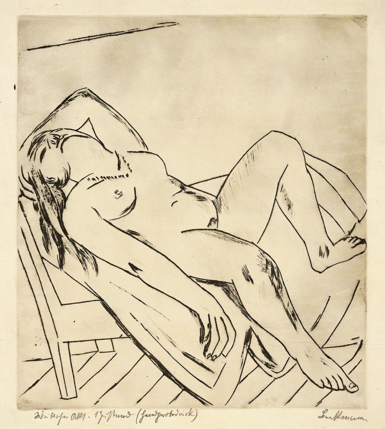 Auf diesem Bild ist das folgende Kunstwerk zu sehen: Max Beckmann. „Liegende“. 1922.