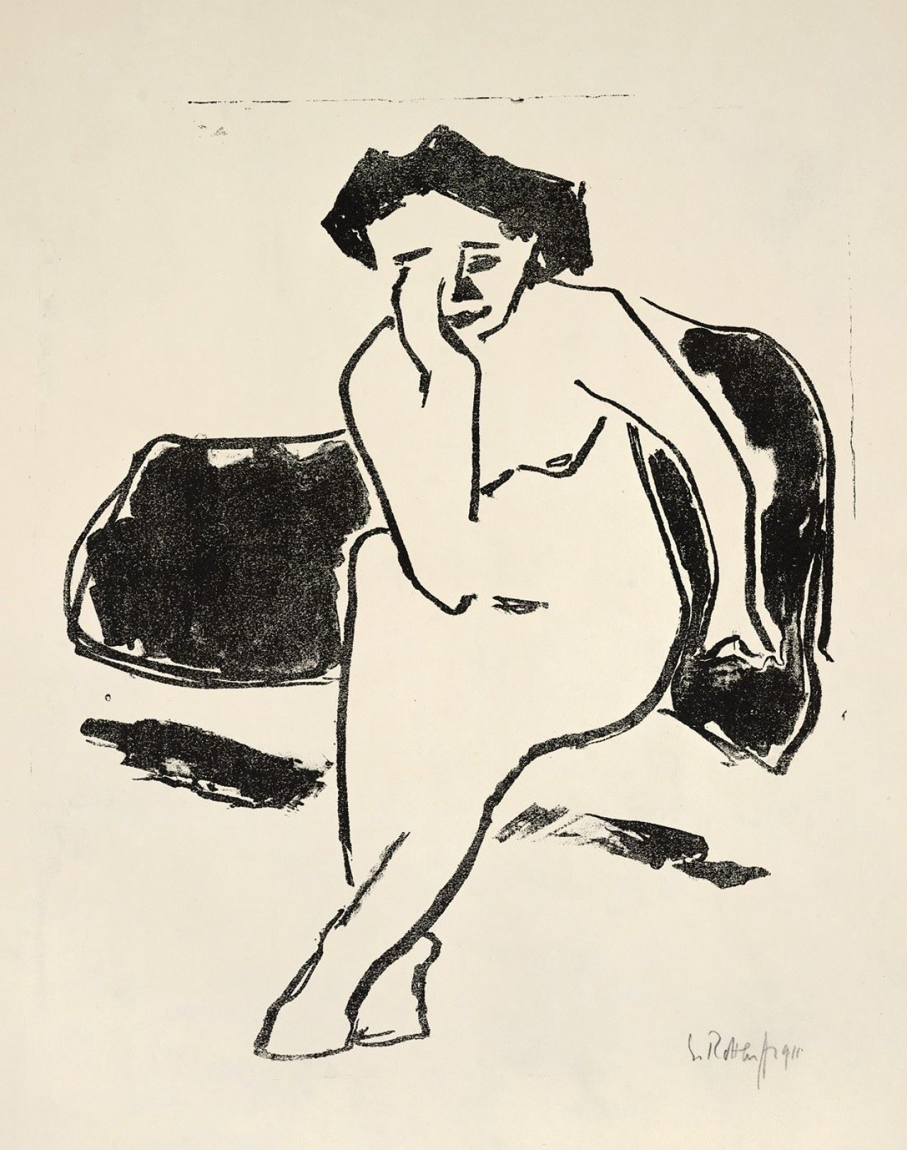 Auf diesem Bild ist das folgende Kunstwerk zu sehen: Karl Schmidt-Rottluff. „Sitzendes Mädchen“. 1911.