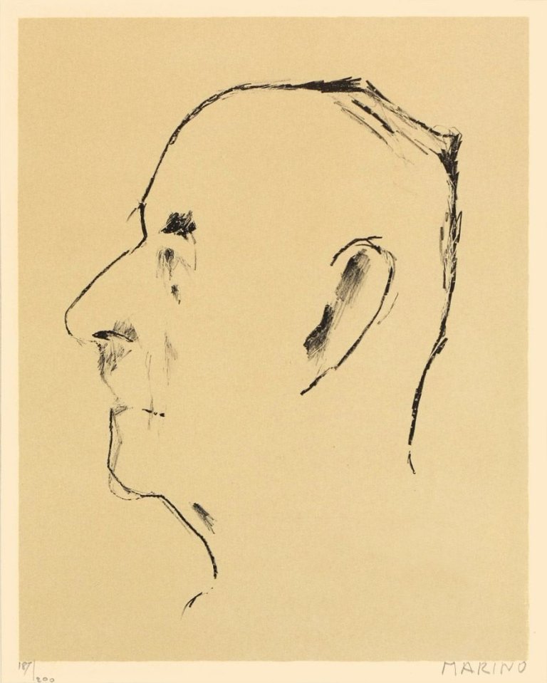 Auf diesem Bild ist das folgende Kunstwerk zu sehen: Marino Marini. „Portrait von Thomas Mann“. 1955.